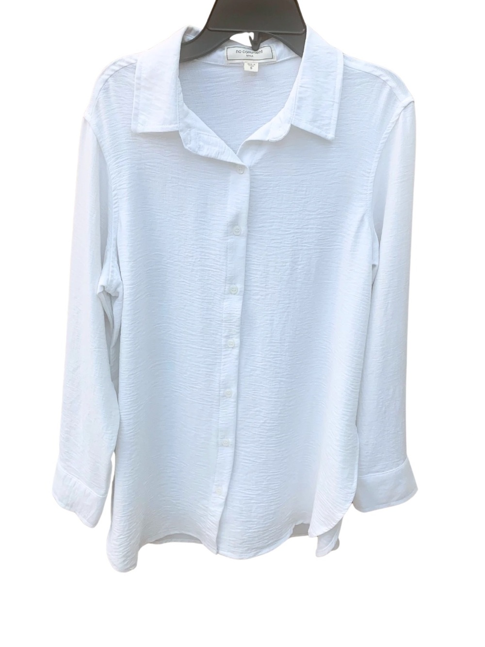 2/$30 White Button-Up Textured Blouse Long Sleeve Relaxed Shirt Minimal Coastal